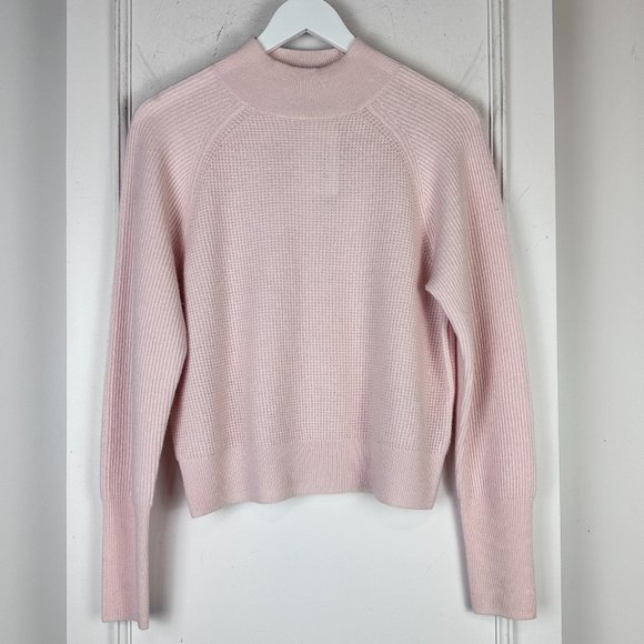 Intermix Jillian Pink Mock Neck Cashmere Sweater - Picture 1 of 8